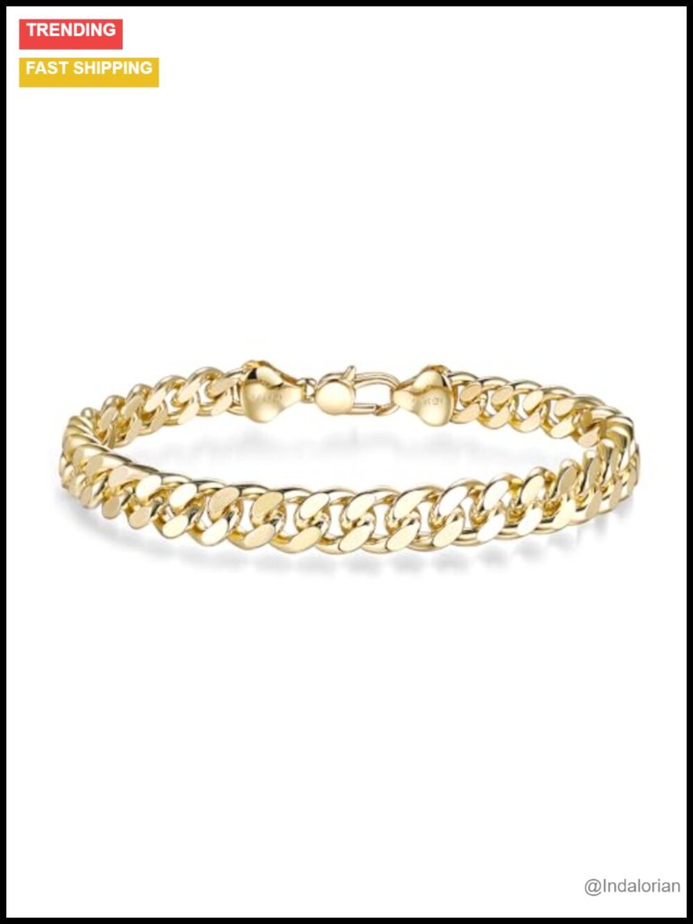 HIKARITO 8mm Gold Cuban Link Chain Bracelet 14K Gold Diamond-Cut Curb